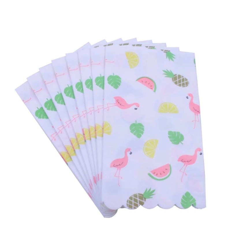 Long Paper Napkins – Flamingos & Pineapple