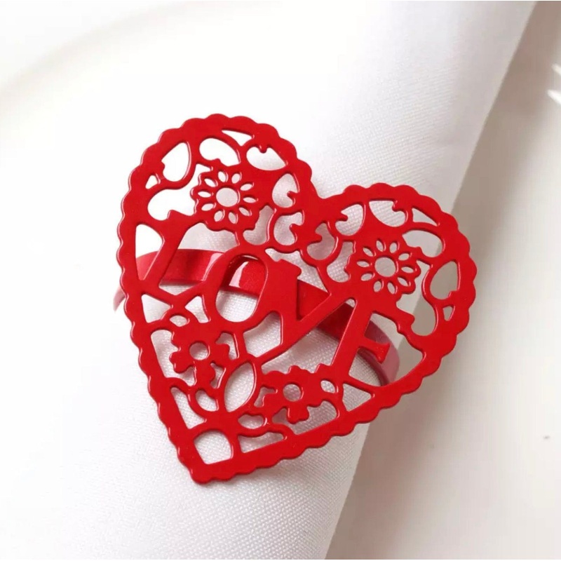 Napkin Heart – set of 4|Red|Gold