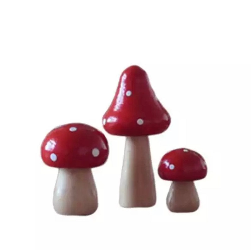 Wooden Red Mushrooms – set of 3