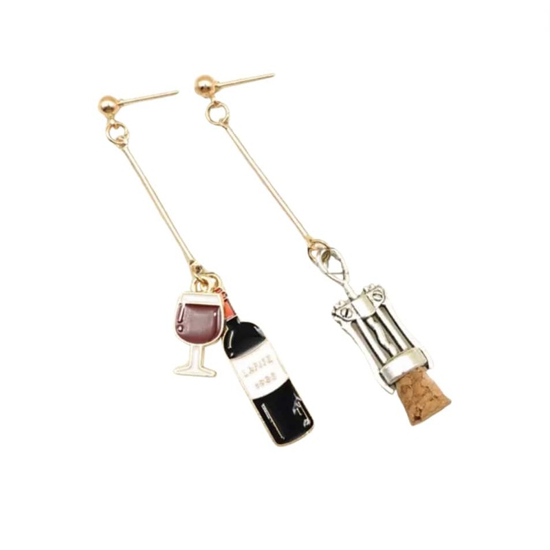 Dyonisos Earrings – Wine Bottle & Corkscrew