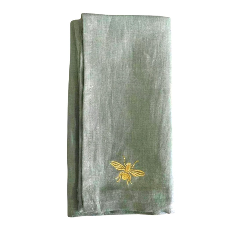 Embroidered  Linen Napkin Bee – 6 colours
