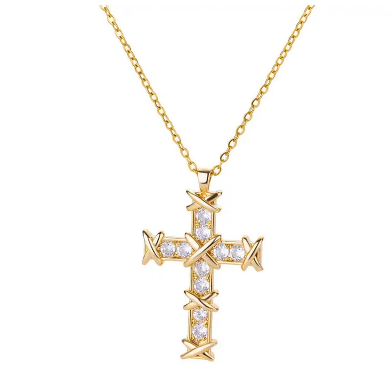 Gold Cross Necklace – Angel