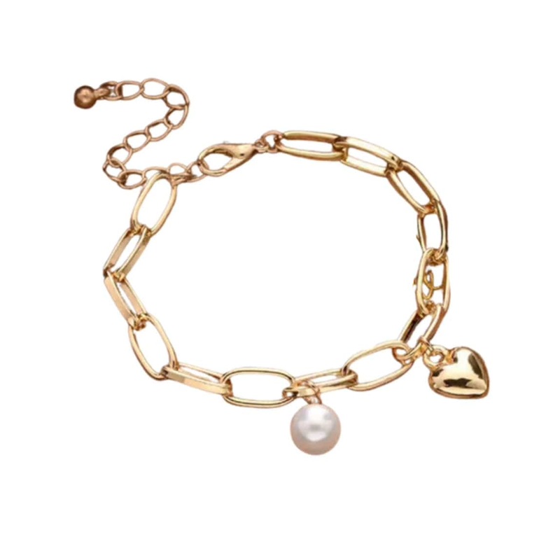 Gold Heart & Pearl Bracelet