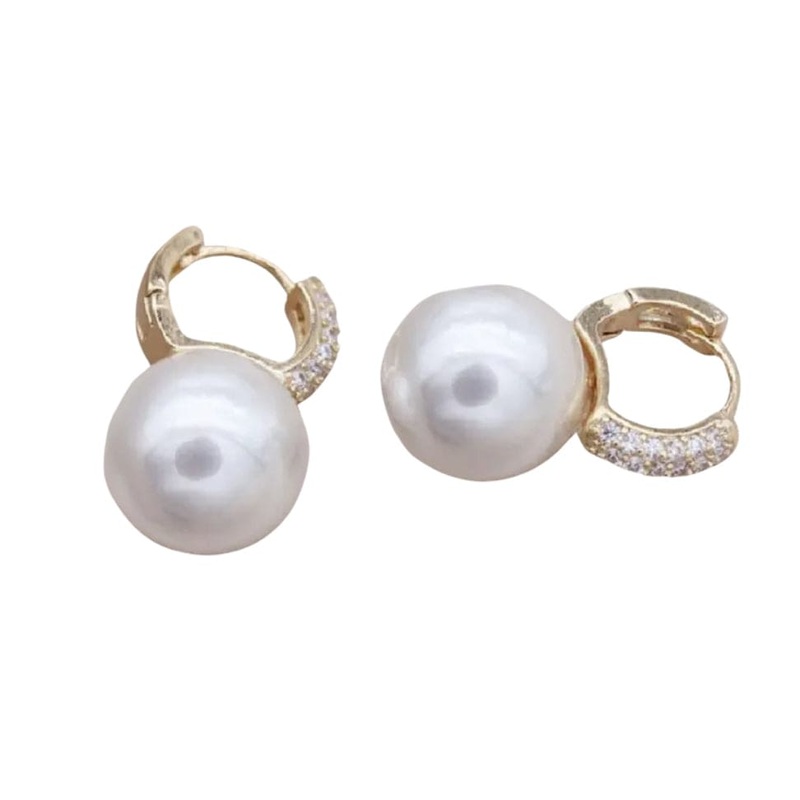 Gold Pearl Ball Earrings