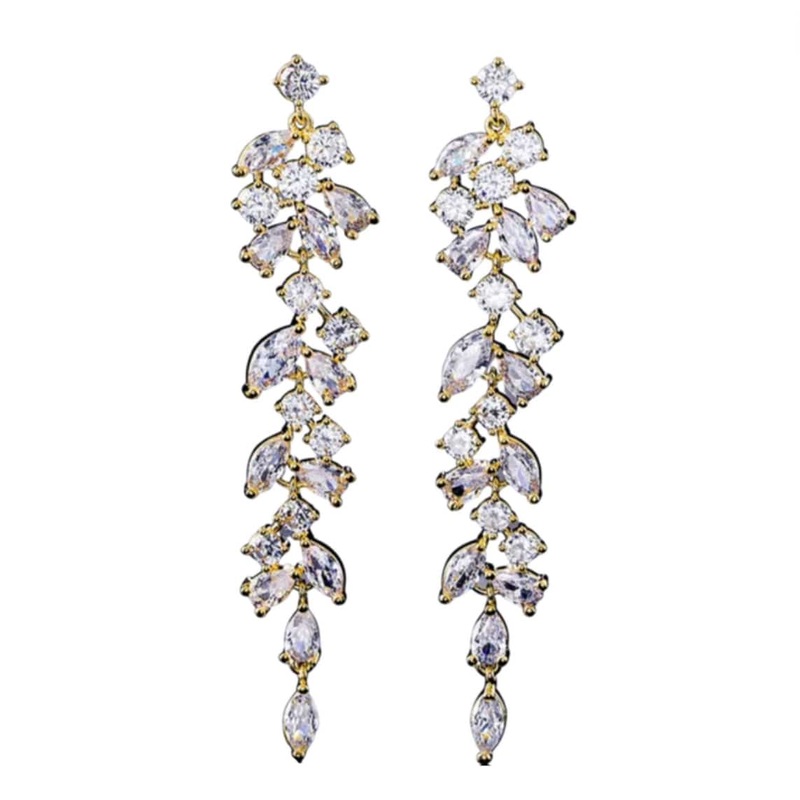Gold & Strass Flowers Pendant Earrings