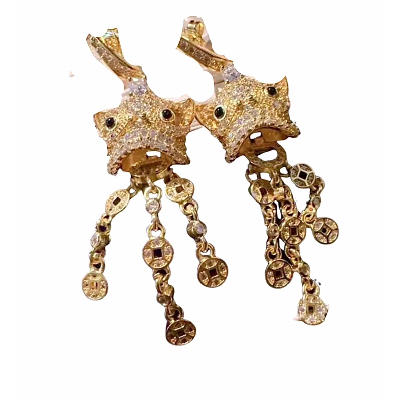 Lion Earrings Gold – Cubic Zirconia