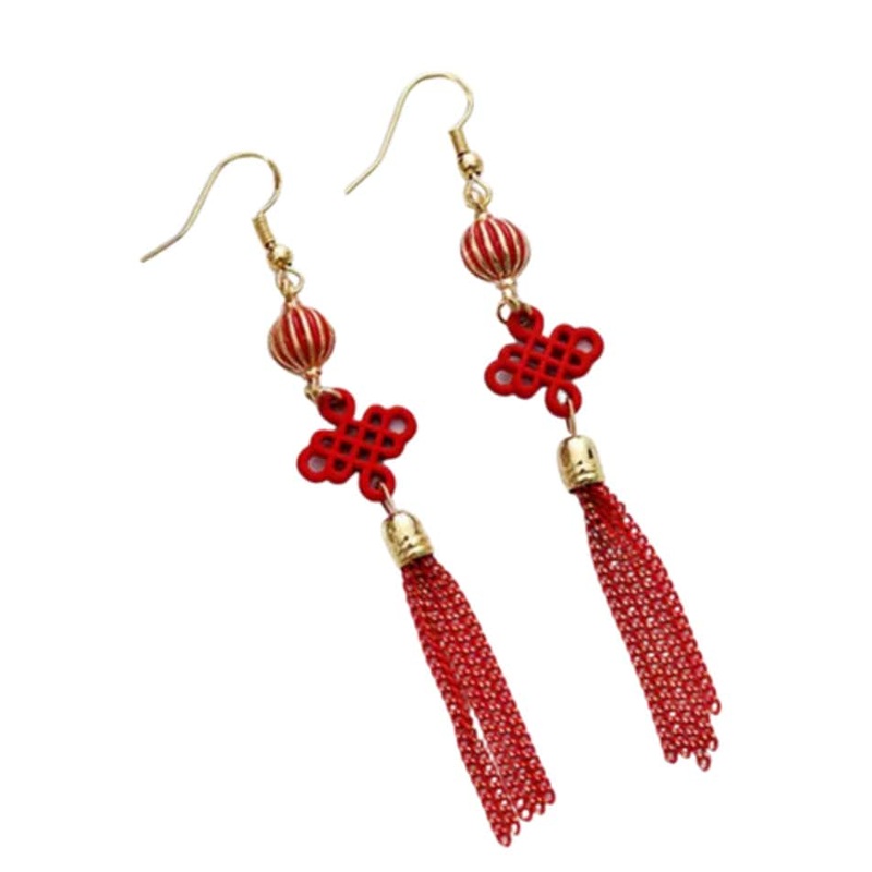 Red & Gold Chinese Knot Earrings