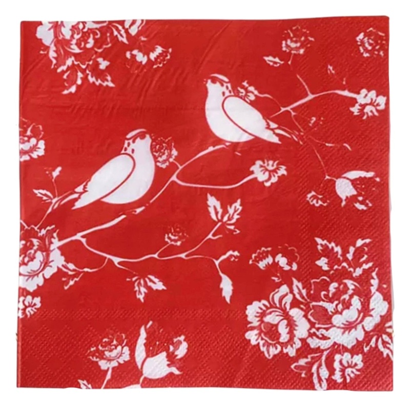 Red & White Birds Paper Napkins