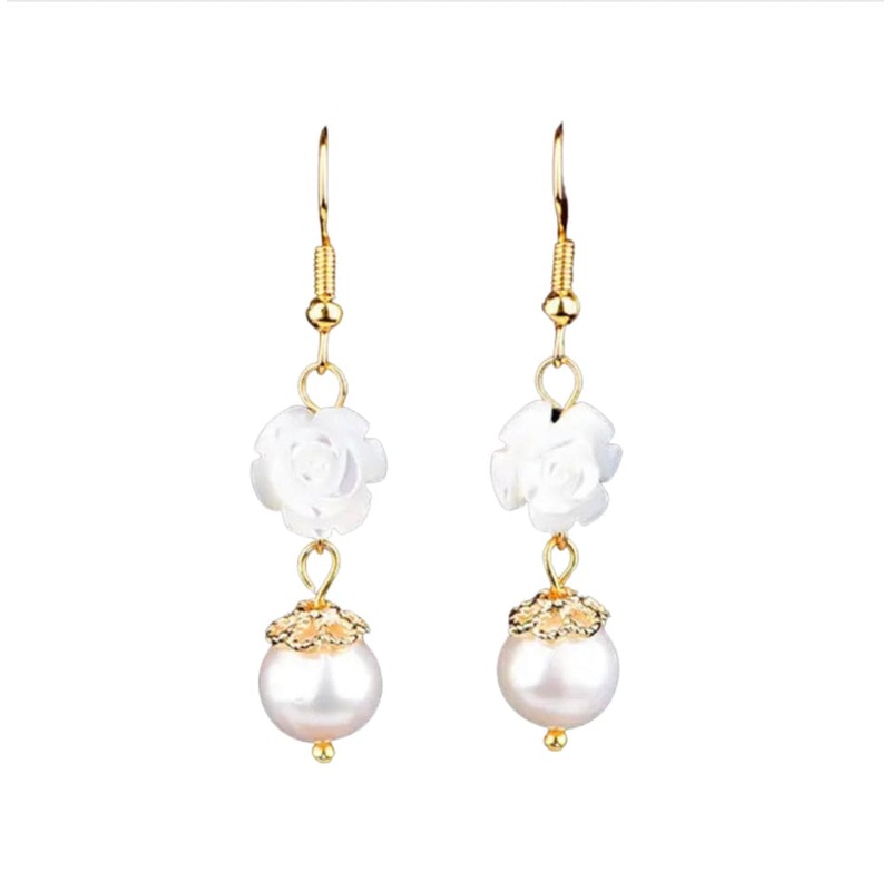 White Camlia Flower Earrings