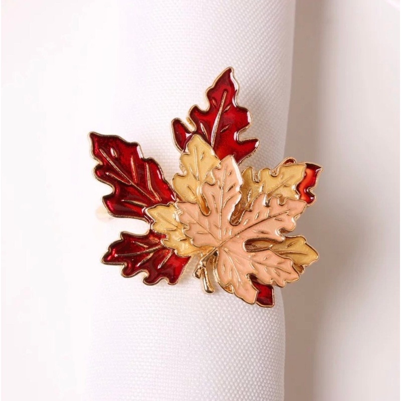 Napkin Rings Gold Maple Leave – set of 4