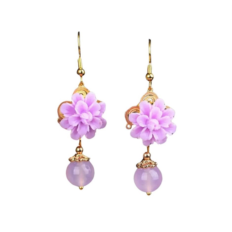 Purple Flower Earrings