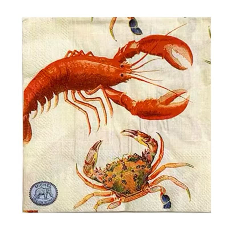 Cocktail Paper Napkins – Vintage Lobster & Crab