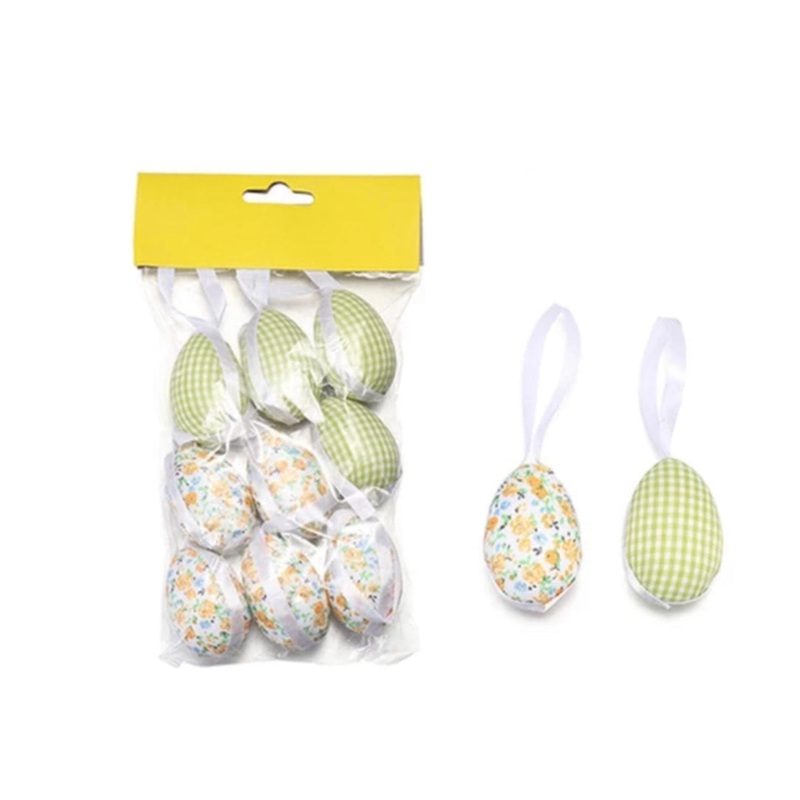 Easter Eggs Gingham & Flowers – pack of 9
