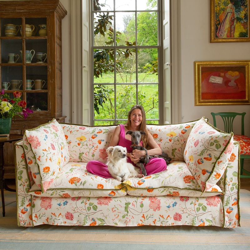 Coco 2.5 seater sofa with Contrast Piped Knife Edge cushion in Andrew Martin Wildwood Ivory – Made to order (Available for quick ship)