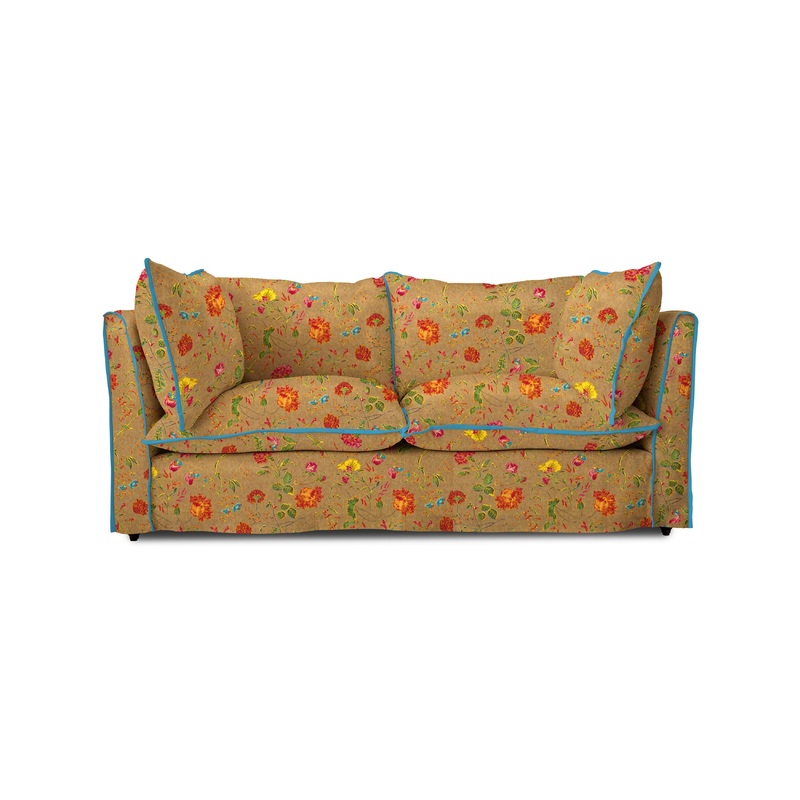 Coco 2.5 seater sofa with Contrast Piped Knife Edge cushion in Andrew Martin Wildwood Twig – Made to Order (Available for quick ship)