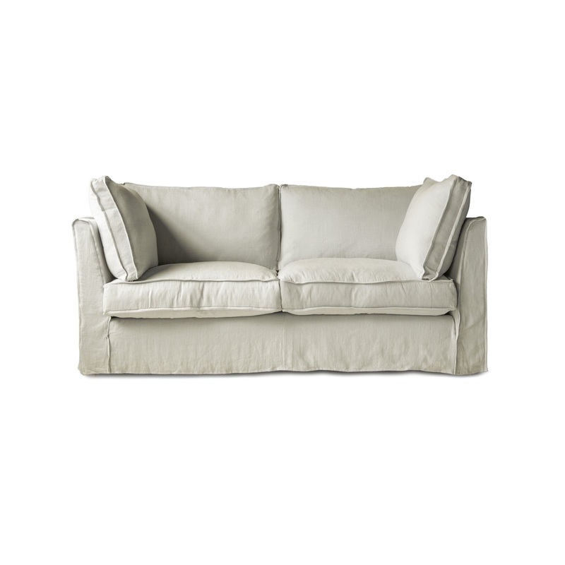 Coco 2.5 seater sofa with Self Piped Box Edge cushion in Designers Guild Brera Lino Putty – Made to Order (Available for quick ship)