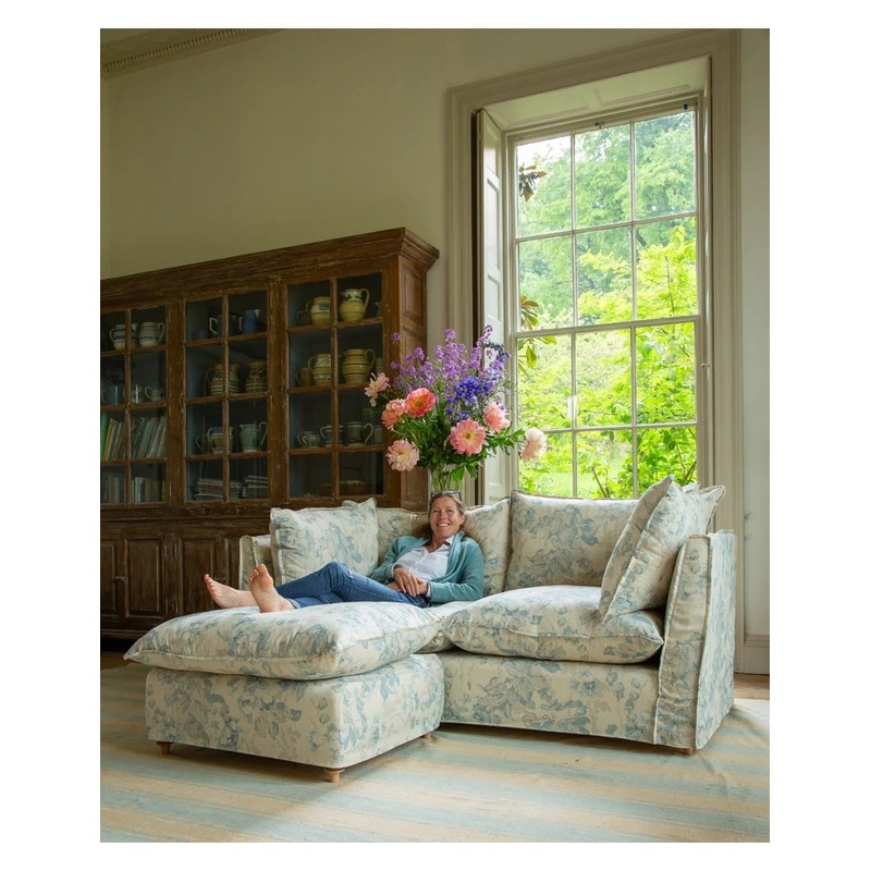 Coco 2.5 seater sofa with Self Piped Knife Edge cushion in Andrew Martin Midsummer Faded Blue – Made to Order (Available for quick ship)