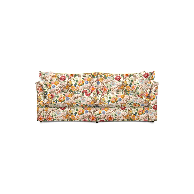Coco 2.5 seater sofa with Self Piped Knife Edge cushion in GP & J Baker Magnolia Cream Blue – Made to Order (Available for quick ship)