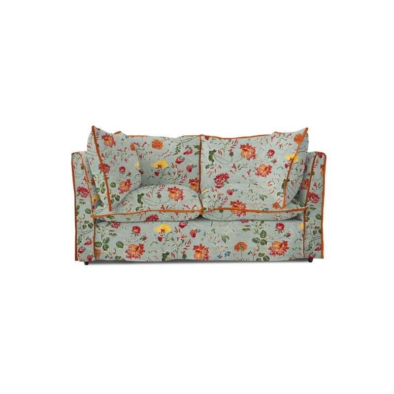 Coco 2 seater sofa with Contrast Piped Knife Edge cushion in Andrew Martin Wildwood Duck Egg – Made to order (Available for quick ship)