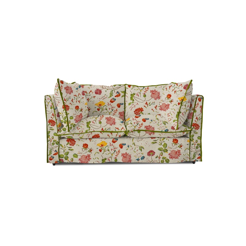 Coco 2 seater sofa with Contrast Piped Knife Edge cushion in Andrew Martin Wildwood Ivory – Made to order (Available for quick ship)