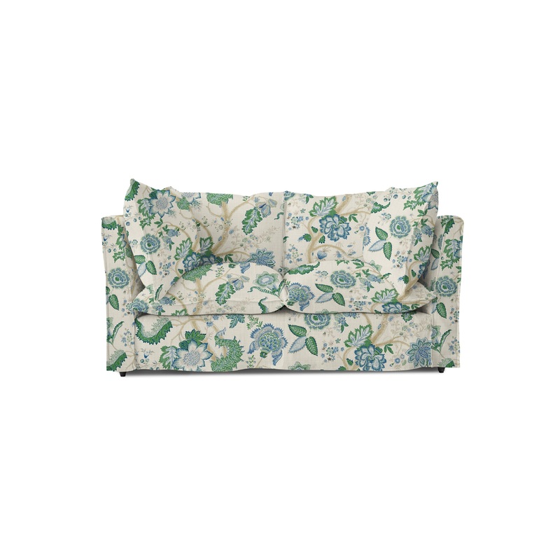 Coco 2 seater sofa with Knife Edge cushion in Kitty Blue Green – Made to order (Available for quick ship)