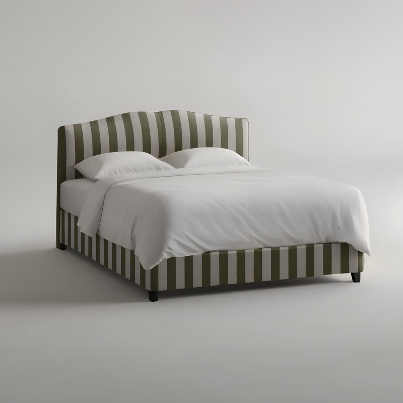 Rose Bed in Spring Green Stripe – Hand Made in USA