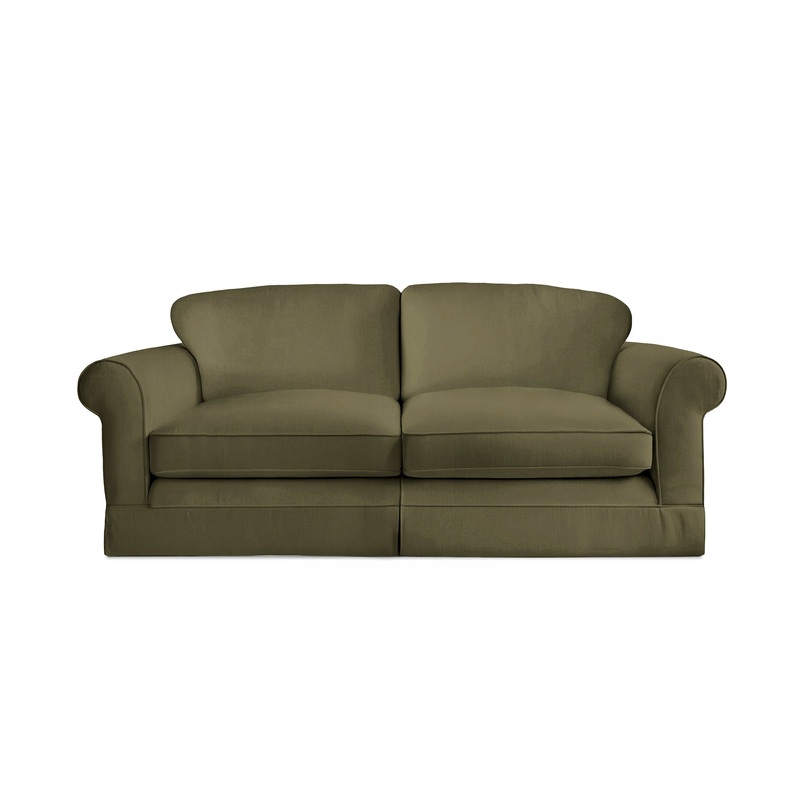 Salthrop Large Sofa with Big Back Cushion in Beatrice Olive – Hand Made in USA