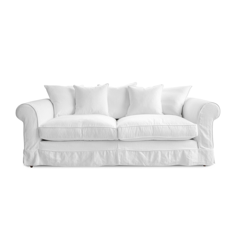 Salthrop Large Sofa with Scatter Cushion in Beatrice Camelia – Hand Made in USA