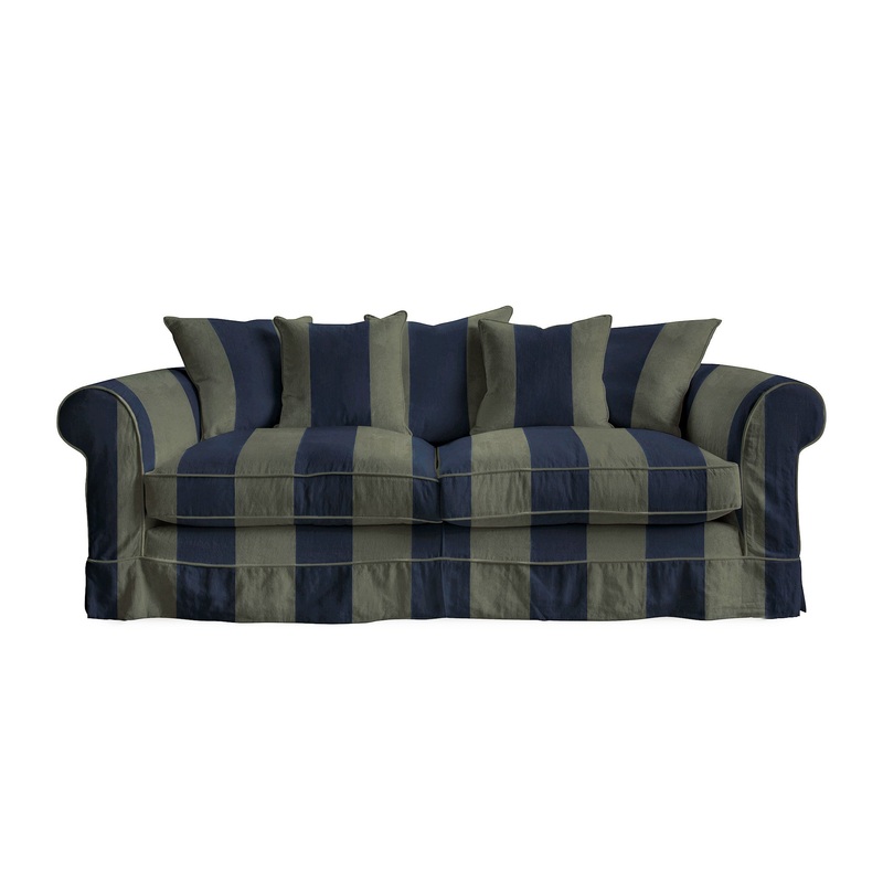 Salthrop Large Sofa with Scatter Cushion in Woodland Stripe – Hand Made in USA
