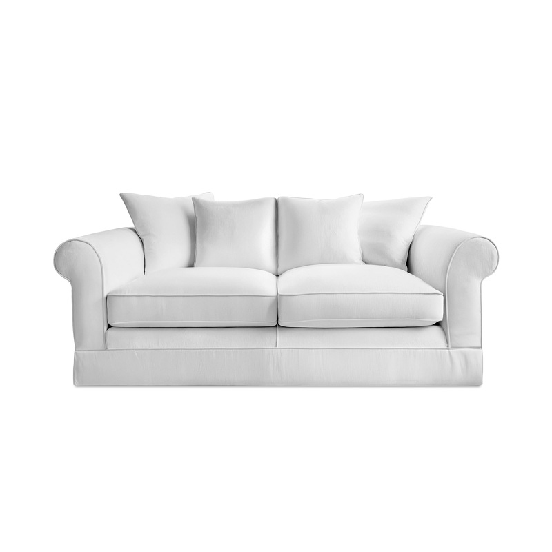 Salthrop Medium Sofa with Scatter Cushion in Beatrice Camelia – Hand Made in USA