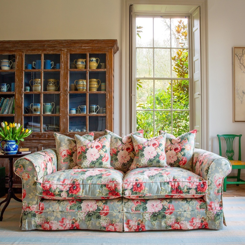 Barton Large Sofa with Scatter Cushions in English Garden Grey Skies – Made To Order (Available for quick ship)